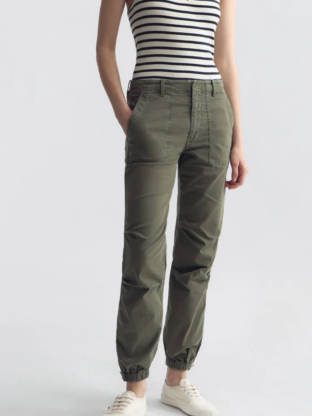 Nili Lotan Cropped Military Pant 111/88 80/NL Vintage Washed Thyme Elastic Hem 2